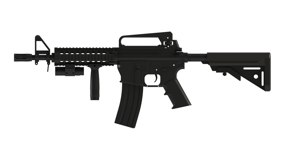 Black Assault rifle AR15 model MK18
