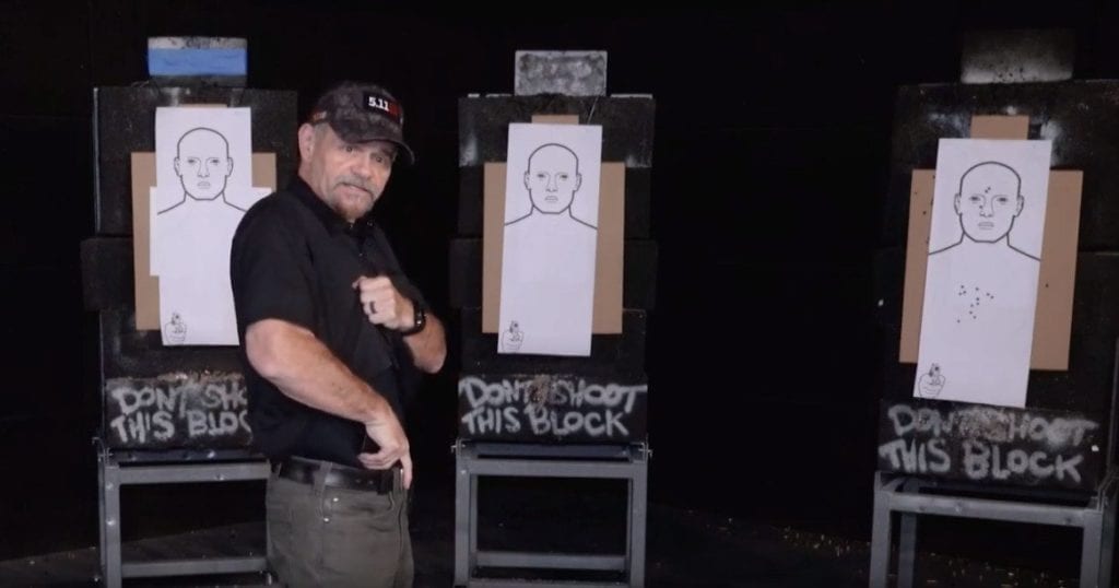 Bill Desey practicing appendix carry with two hands