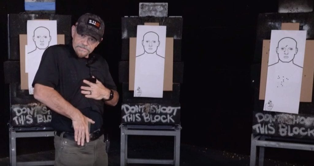 Bill Desey demonstrating the recommended appendix carry position